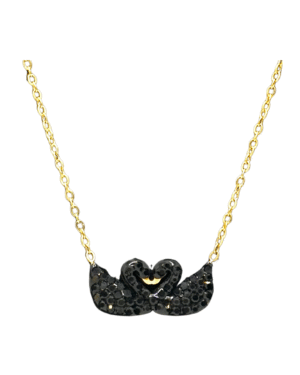 Dual black Swarovski necklace-18k