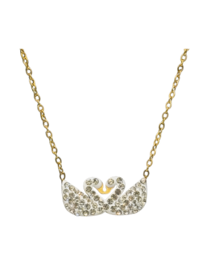 Dual white Swarovski necklace-18k