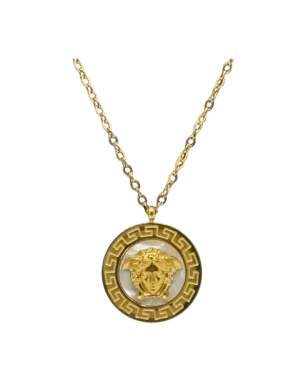 Versace white medusa necklace-18k